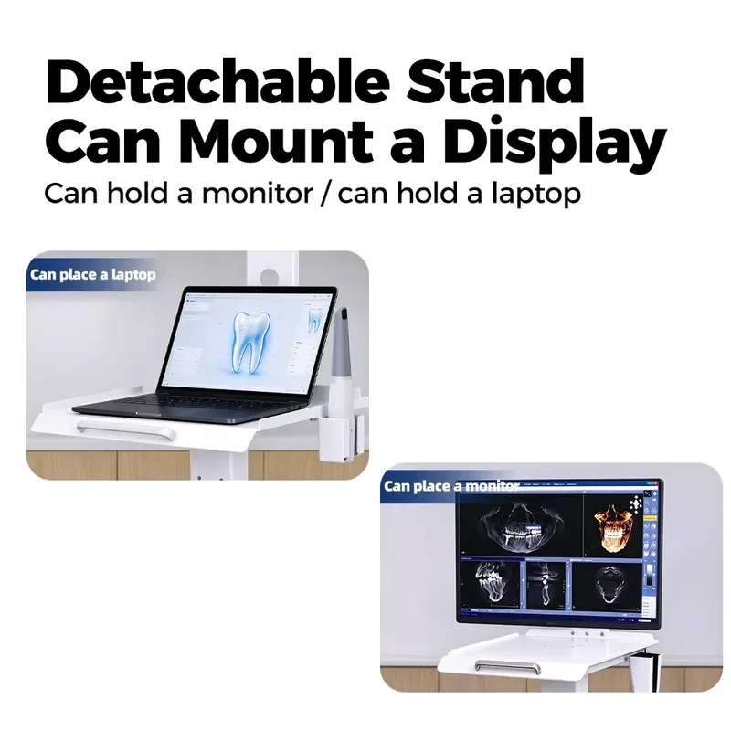 Dental medical cart, height adjustable mobile cart with display stand, silent wheels, suitable for dental clinics and