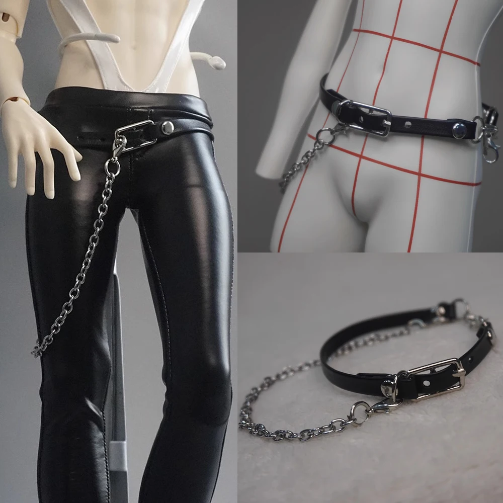 D09-P123 children handmade toy 1/4 BJD Doll Accessories black Belt leather waist chain 1pcs