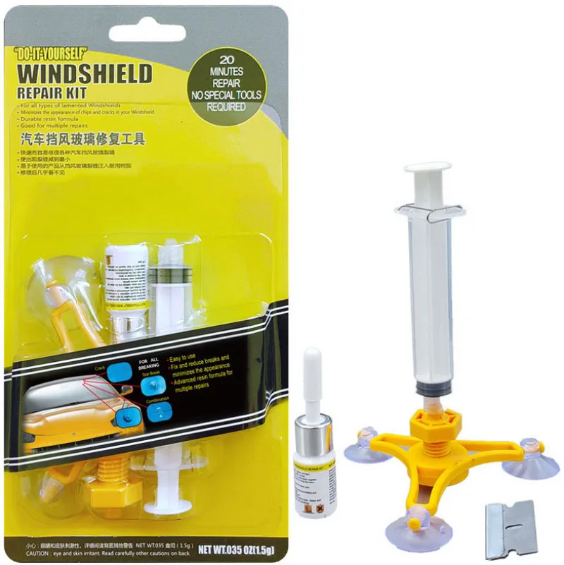 

Car Window Glass Repair Kit Auto Windscreen Glass Repair Tools Windshield Crack Star/Bullseye/Crescent Fillers