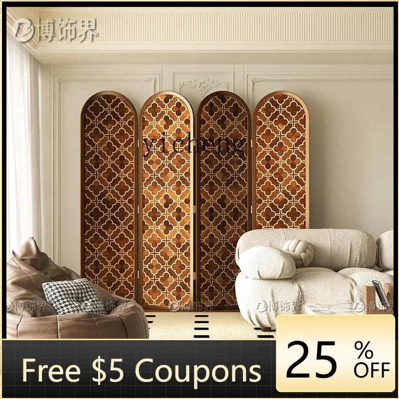 ww24American  retro partition living room folding mobile French home entrance entrance blocking decorative background screen