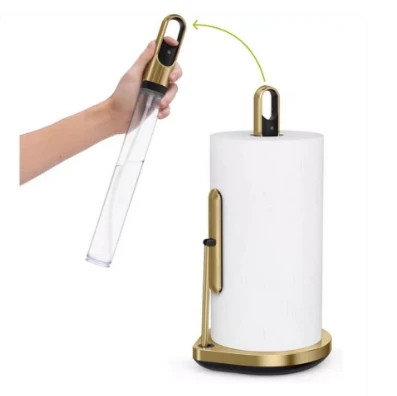 Golden tissue holder with spray bottle