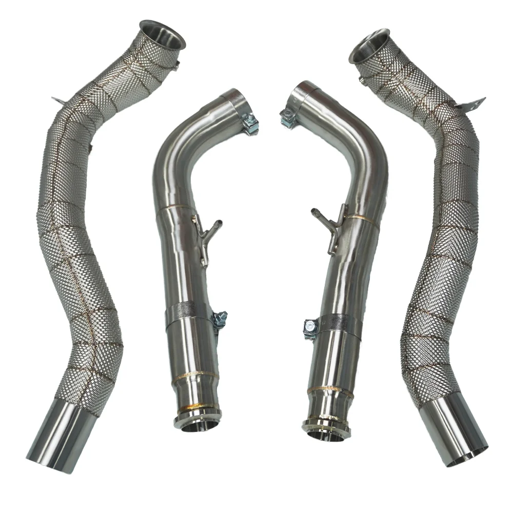 New Condition JIAJUN 304 Stainless Steel Exhaust Downpipe for G63  2019+ W463A 4.0T Heat Shield Straight Header 5 Year