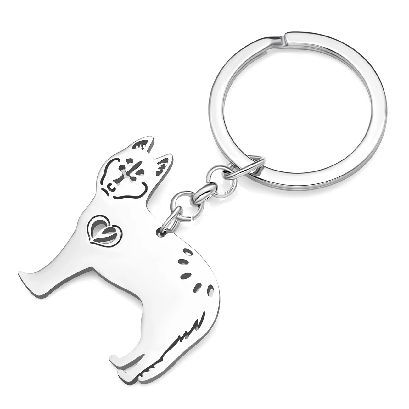 Bonsny Stainless Steel Funny Siberian Husky Dog Keychains For Women Handbag Car Purse Key Chain Key Ring Charm Gifts