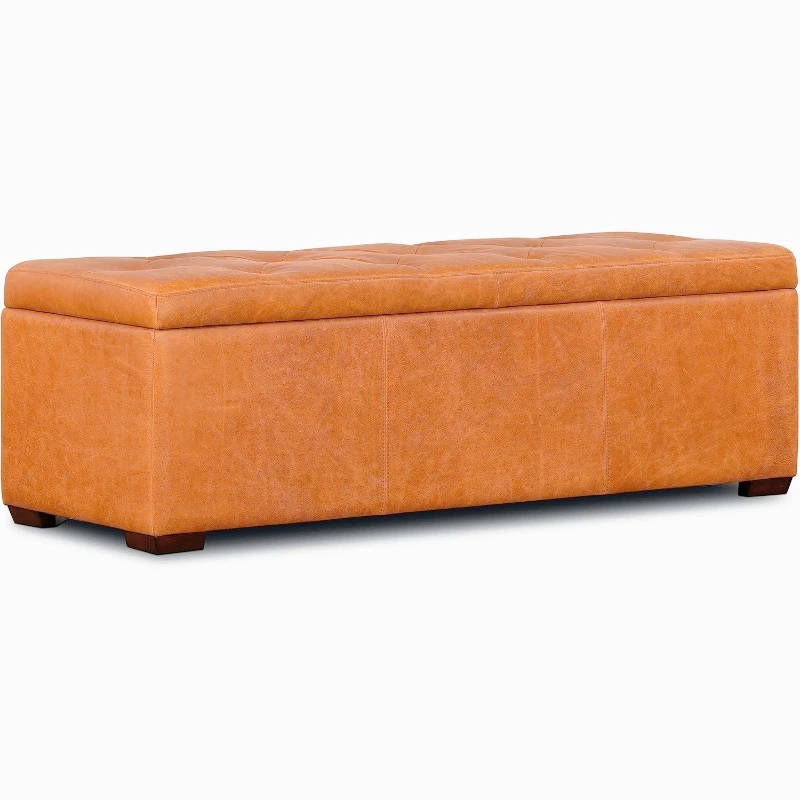 

Senja Storage Ottoman in Full-Grain Pure-Aniline Italian Tanned Leather in Cognac Tan