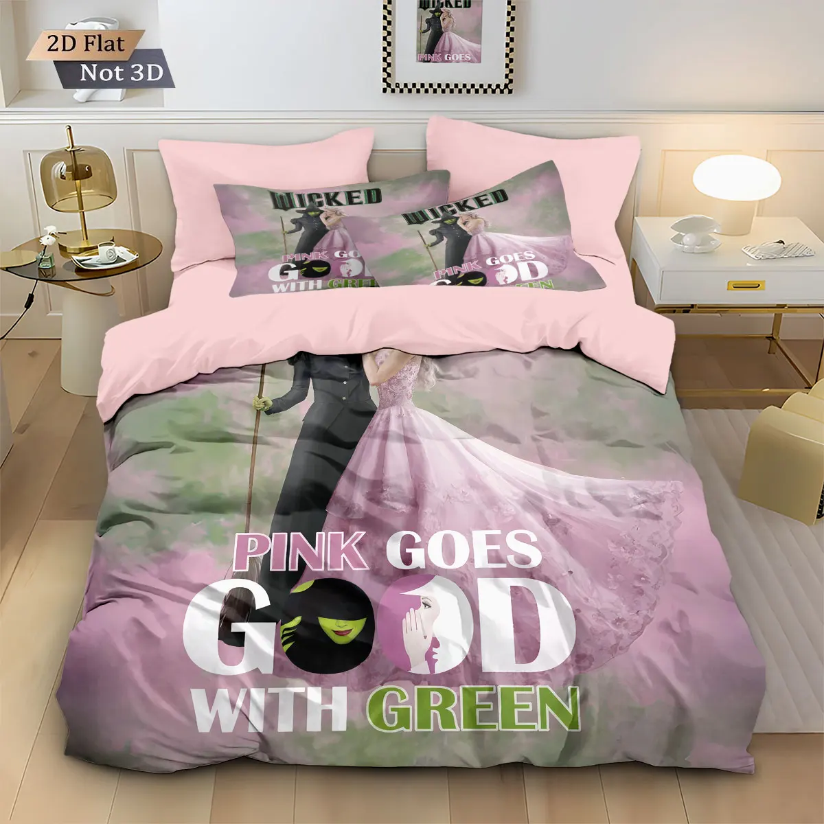 

3pcs Magic Witch Printed Down Duvet Cover Set, Multi Size Bedroom Bedding Decoration, Machine Washable