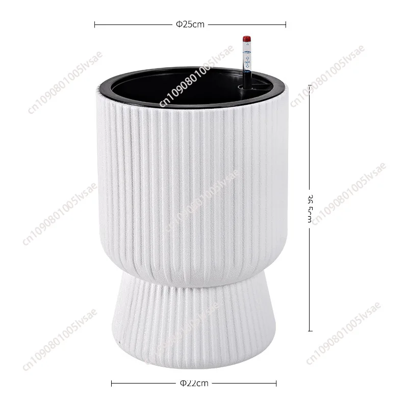Nordic simple imitation cement large flower pot resin plastic thickened self-priming water lazy