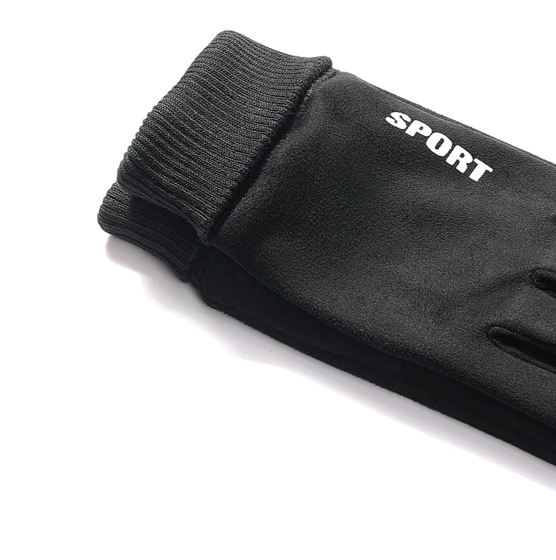 Kunst-Wildleder-Handschuhe für den Winter, weiche rutschfeste Fahrradhandschuhe, Wandern, Fahren, winddicht, Lieferung, Flip-Tops, gerippte Bündchen-Handschuhe – Detail 7