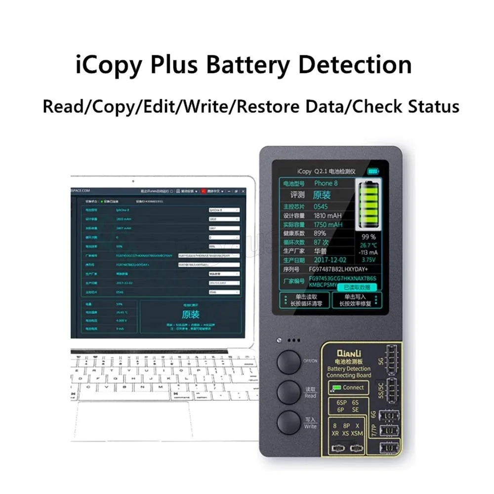 Qianli icopy plus 2,2 lcd Echton Lichtsensor Batterie Reparatur für x xs 11 12 13 14 Pro Max Vibrator Eeprom Recovery Programmierer