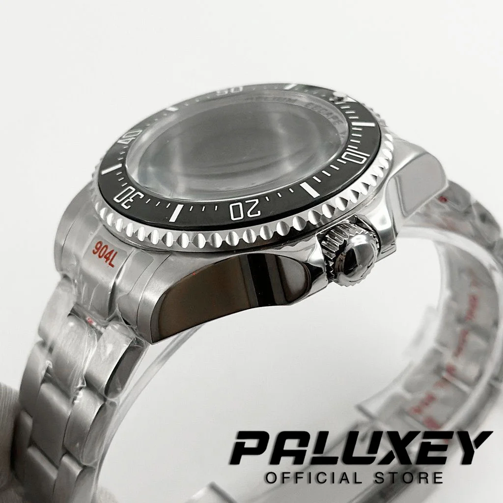 44MM Silver Sapphire Crystal DEEP SEA Homage Big Watch Case With Bracelet Compatible Fit NH35 NH36 NH34 NH38 NH39 NH70 Movement