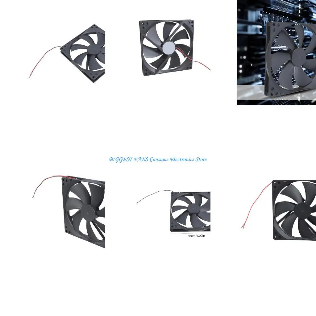 Plastic 180mm Cabinet Exhaust Fan 12V 0.3A High CFM Optimized For PC Builds And Data Centers