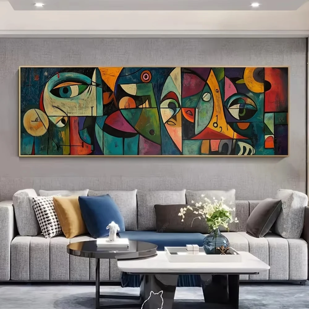 Picasso-inspired Canvas Paintings Abstract Wall Art Decor,Classic Character Geometric Patchwork Poster Prints for Home Decor