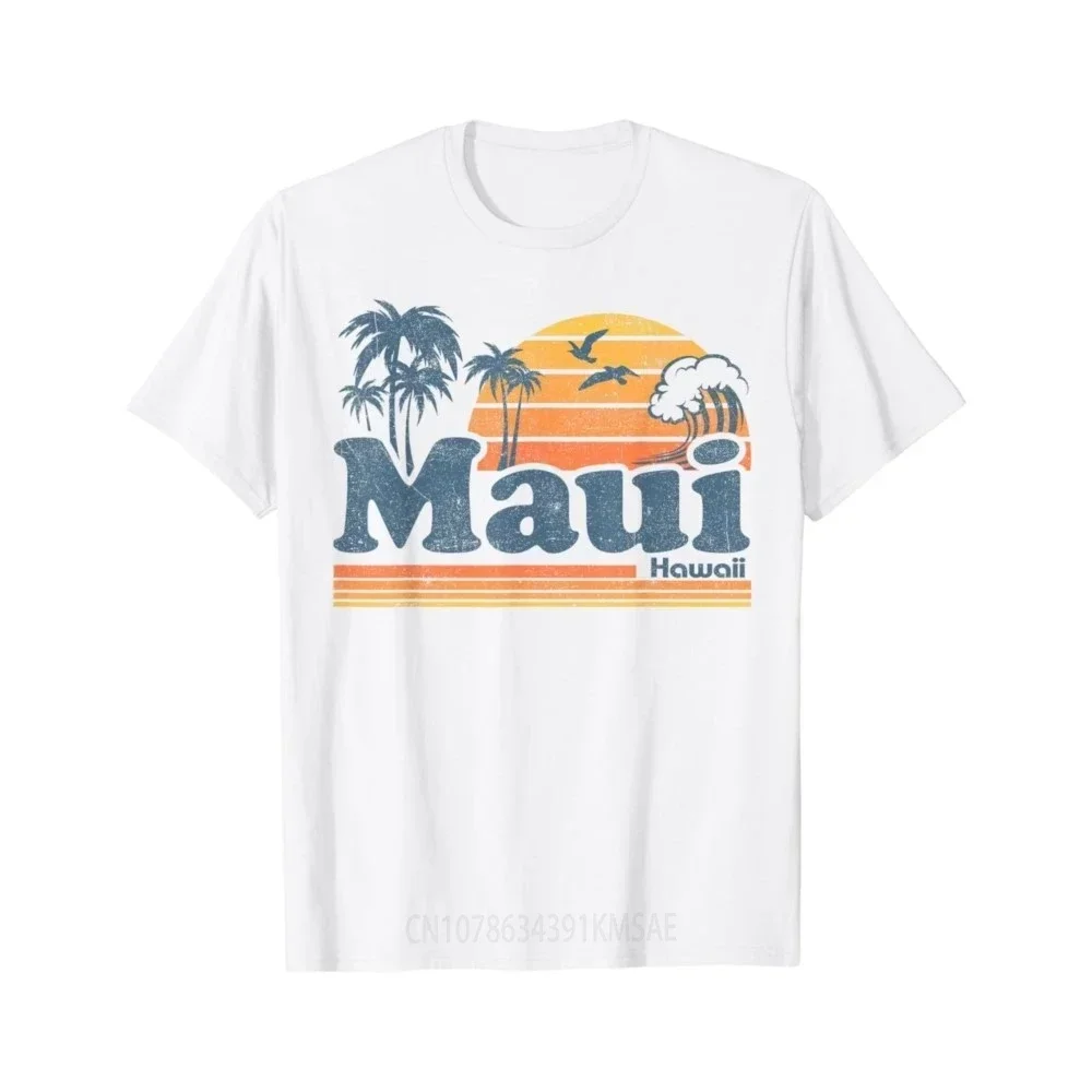 Maui-T-shirt hawaïen rétro vintage pour femmes, vêtements de surf de plage hawaïen, t-shirts graphiques en Y, années 70