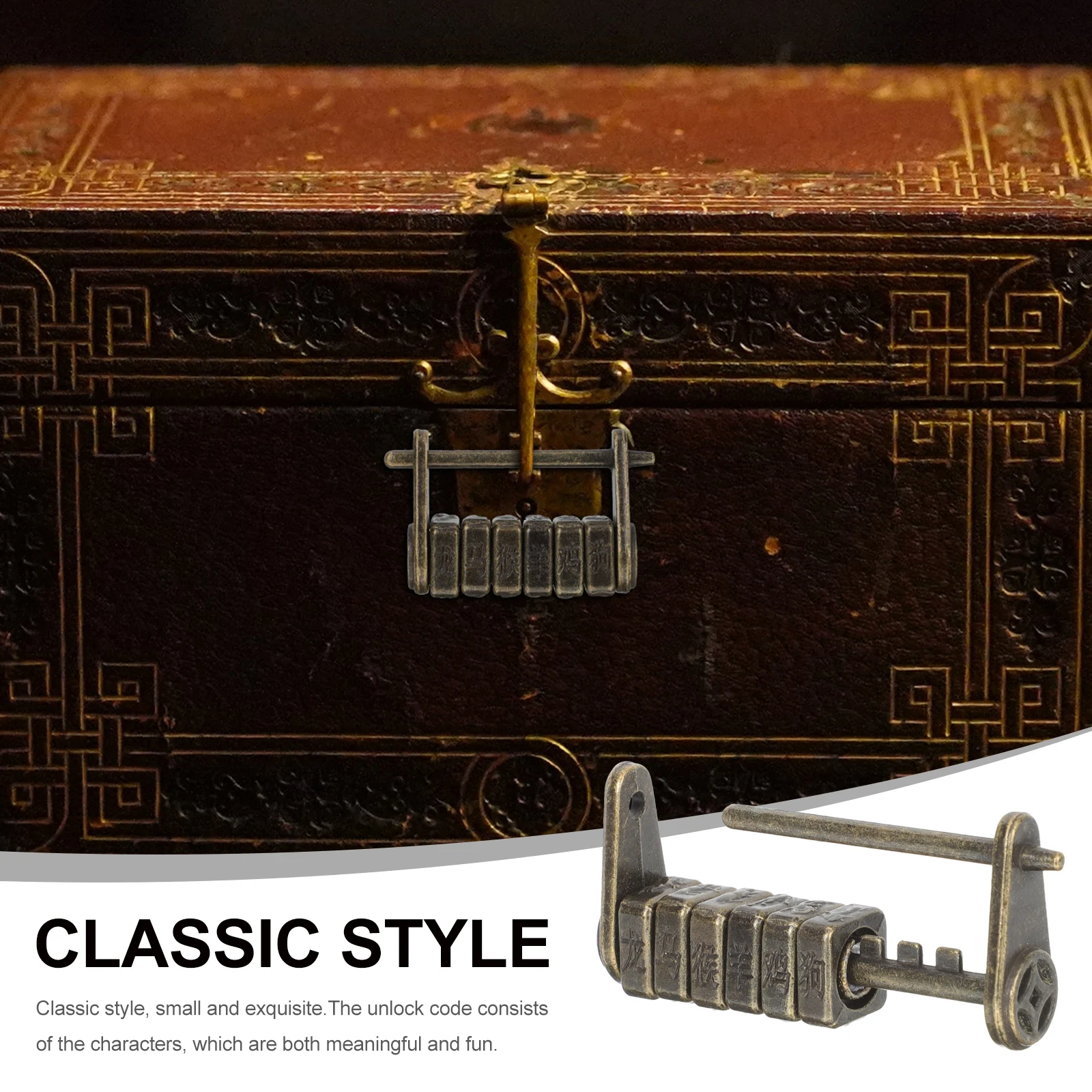 

Small Bronze Classic Password For Jewelry Box Retro Metal Padlock Chinese Style Combination Lock Vintage Home Safety