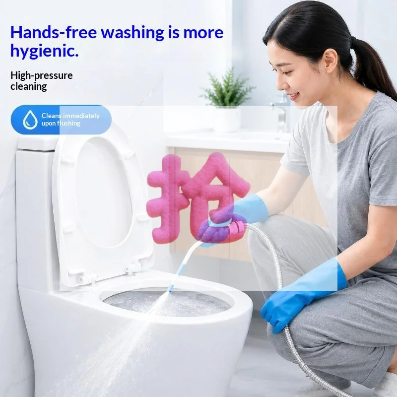 High Pressure Cleaning Nozzle, Elongated Curved Shower Sprayer For Toilet Gap Floor Drain Deep Stain Washing,1/2'' Interface