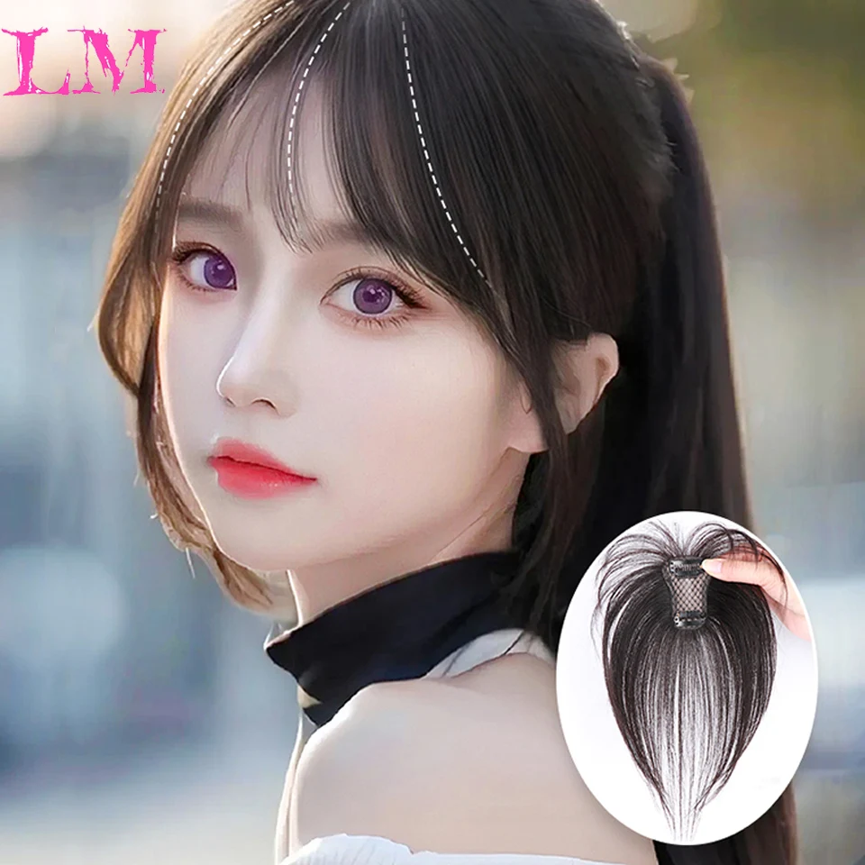 LM 3D Bang Wig Women\'s Natural Forehead and Head Replacement Wig Pieces Summer Light and Thin True Hair Covering White Hair