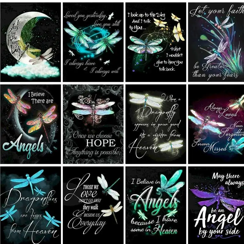 

Oil Painting By Numbers Dragonfly Poster Gift Handmade Wall Art Paint Kit Drawing By Numbers Fantasy With