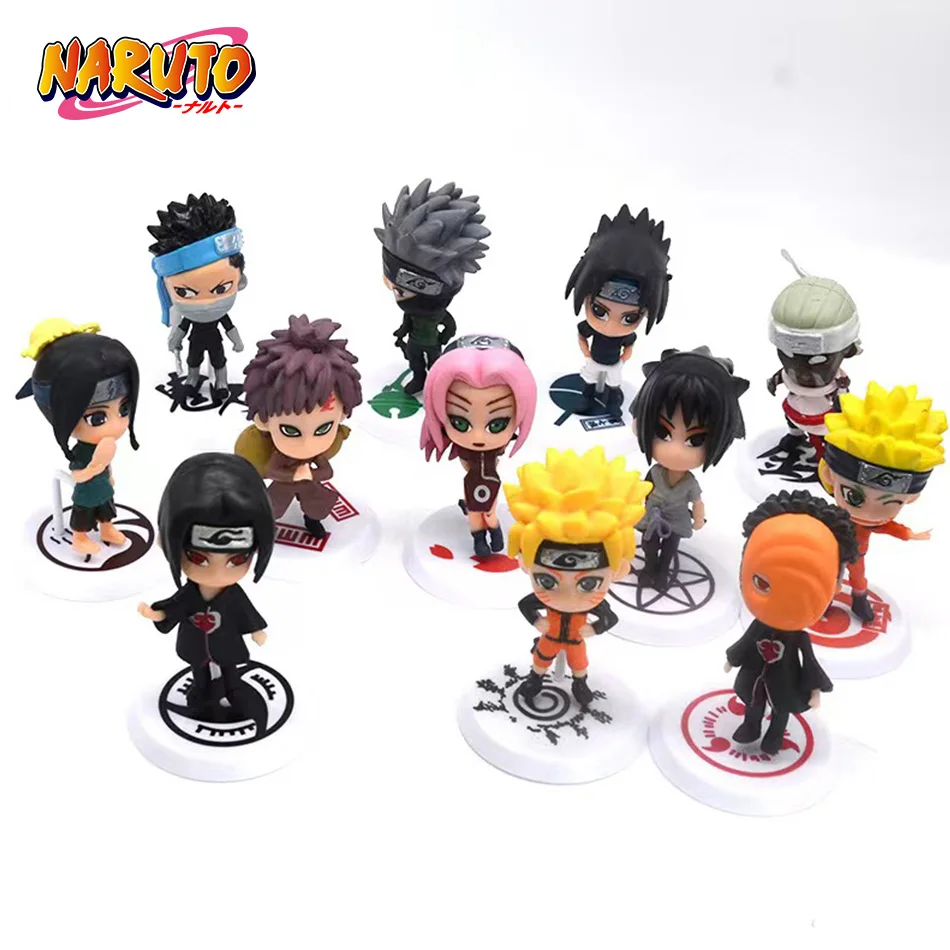 Hot 12pcs/set Anime Figure Naruto Shippuden Hinata Sasuke Itachi Kakashi Gaara Action Figure Q Version PVC Figures Toys Gift