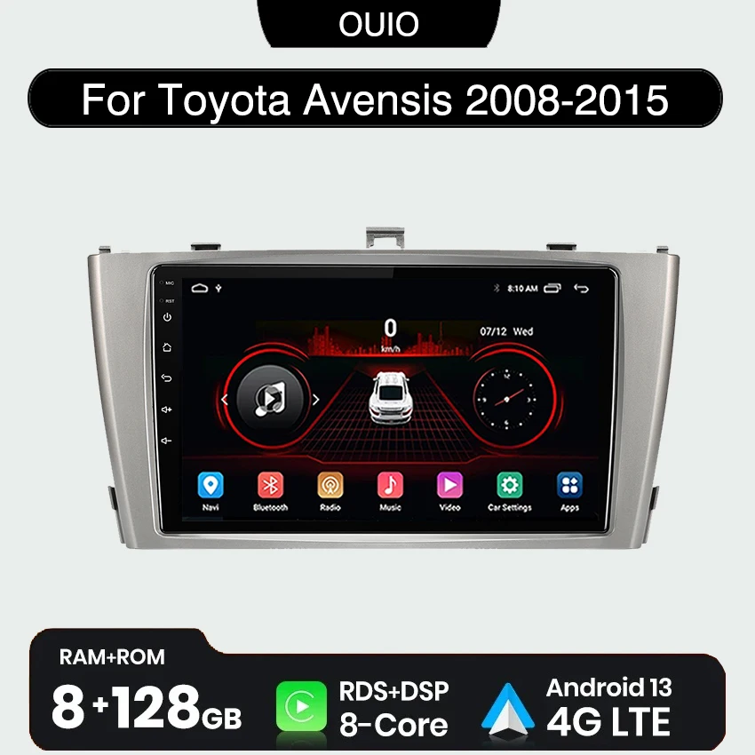 

2DIN Android 13 radio For Toyota Avensis 2008 2009 2010 2011- 2015 Car stereo Multimedia Player Carplay Auto GPS Navigation