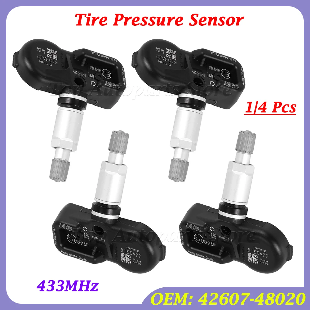 Tire Pressure Sensor TPMS 433MHz 42607-48020 1/4 Pcs PMV-C215 For Lexus ES LC LS RX Toyota Land Cruiser Camry C-HR RAV4 Yaris