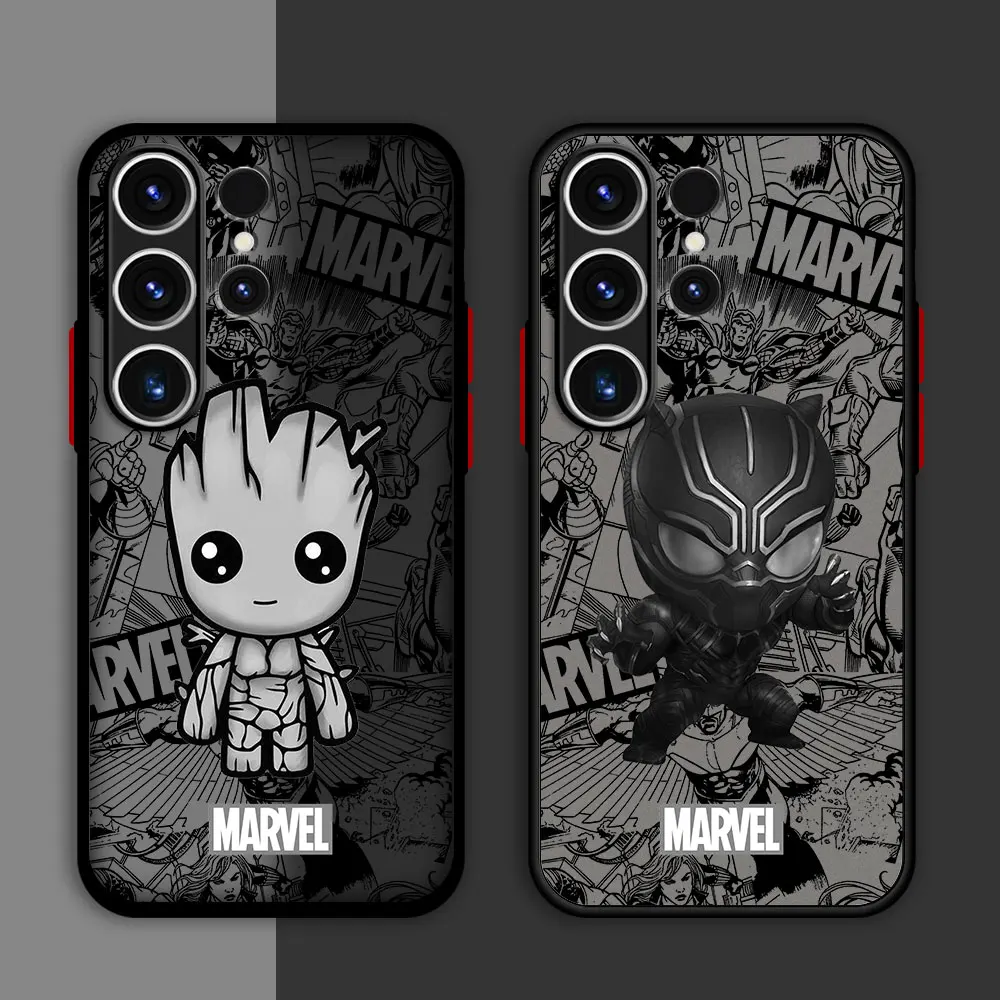 Frosted Case For Samsung Galaxy S23 S22 Ultra S20 FE S21 S10 Plus Note 20 10 Lite Matt Phone Cover Marvel Comic Groot Venom