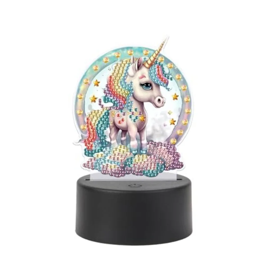 Diamond Painting Night Light Diamond Art Table Lamps Gem Art LED Lights Gem Painting Desk Lamp Mosaic Kits for Adults DIY Kits