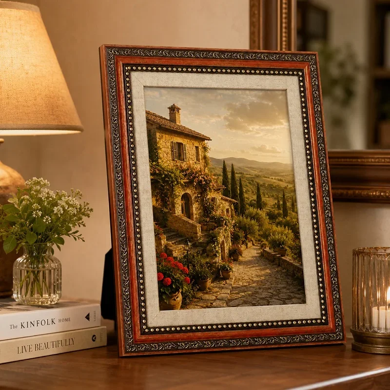 Vintage European Style Photo Frame Retro Carved Ornate Picture Frame Tabletop Wall Mount 5-10 Inch Home Art Decor Display Frame