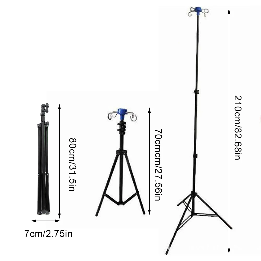 Support de sac d'égouttement de poteau IV Portable, hauteur réglable, pliable, 4 crochets, 3 pieds, alliage d'aluminium pour les soins à domicile