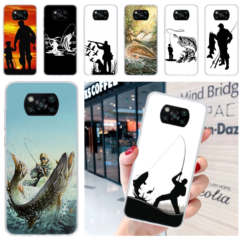 Hunting Fishing Man Soft Phone Case for Xiaomi Poco X5 X4 Gt X3 Nfc M5s M4 Pro M3 F3 F2 F1 Mi Note 10 A2 A3 Lite Coque Cover