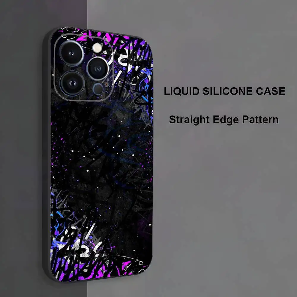Etui na telefon z wzorem graffiti dla iPhone 17, 16, 15, 14, 13, 12, 11, Pro Max, XS, X, XR, SE, Mini, 8, 7, miękki silikonowy czarny pokrowiec