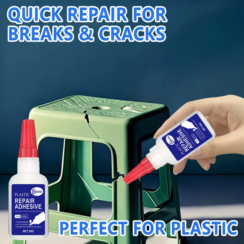 Plastic Stool Repair Glue - Instant Bonding with No Peeling! Quickly Fixes Cracks, Broken Legs, and Chipped Corners. High-streng