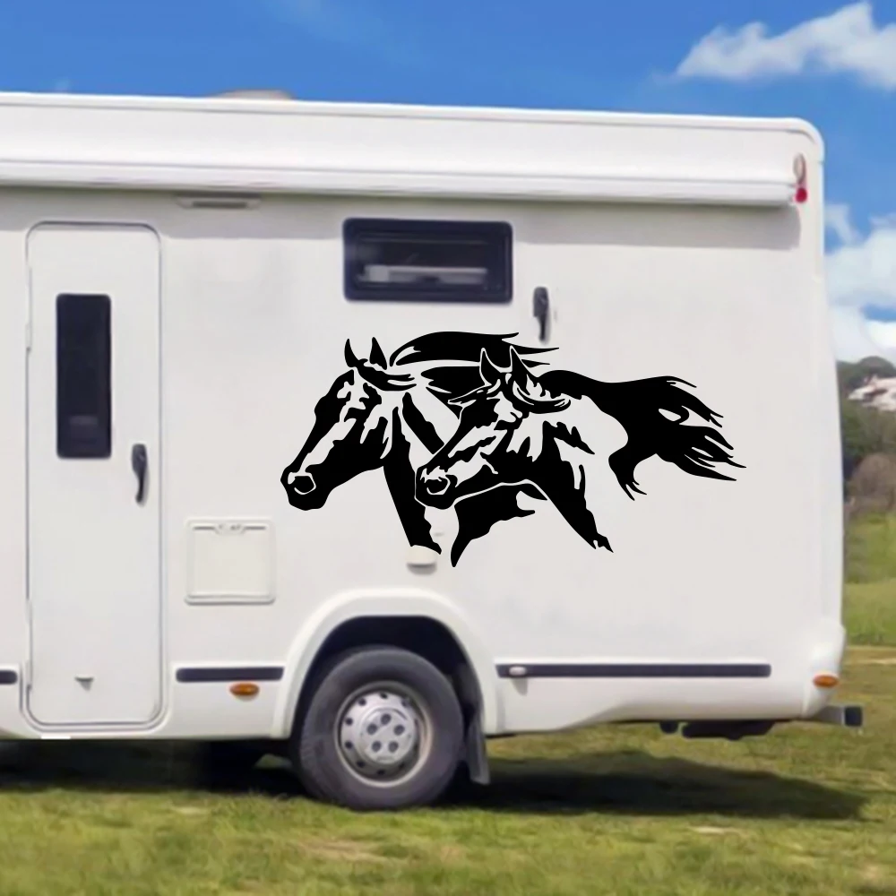 Large Equestrian Horseback Riding Horse Trailer Sticker Decal Caravan Camping Rv Auot Vehicle Car Sticker Decal Vinyl