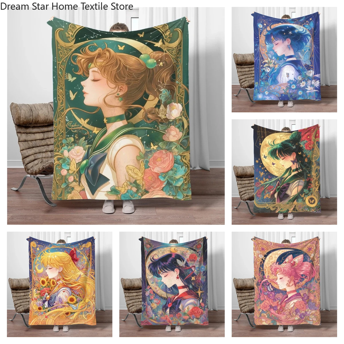 Cartoon Girl Flannel Blanket Children Warm Soft Blanket for Sofa Bed Cover Blanket Suitable for Birthday Souvenir Camping Gifts