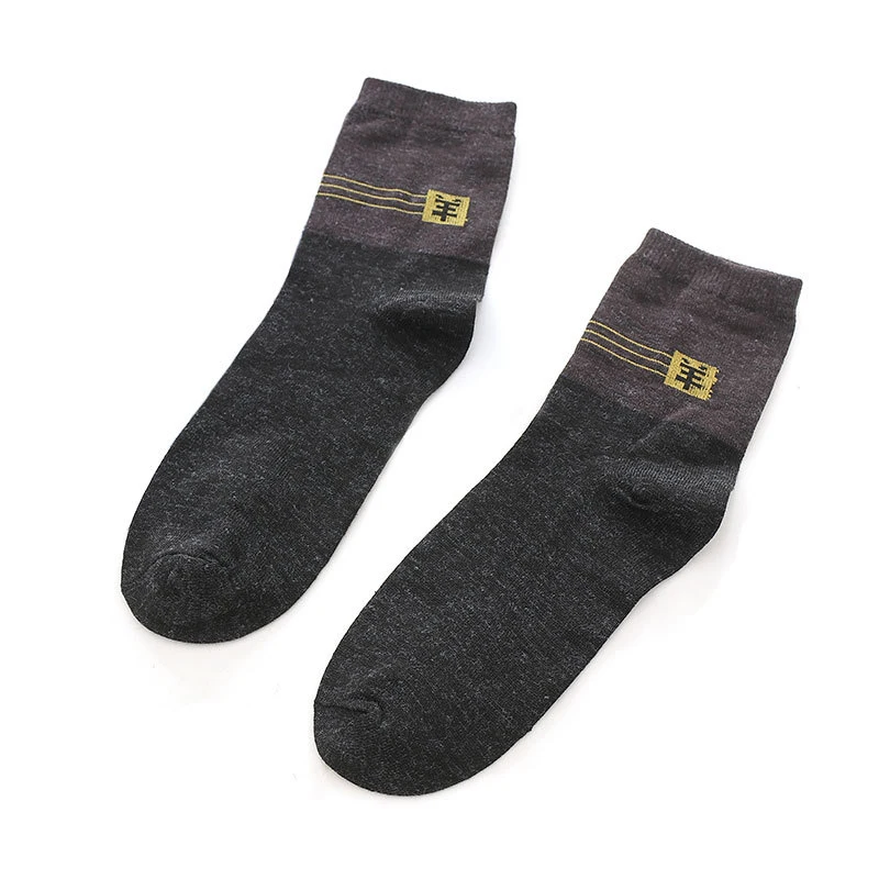 10pcs=5Pairs Men\'s Winter Thick Warm Stripe Wool Sock Casual Business Male Socks