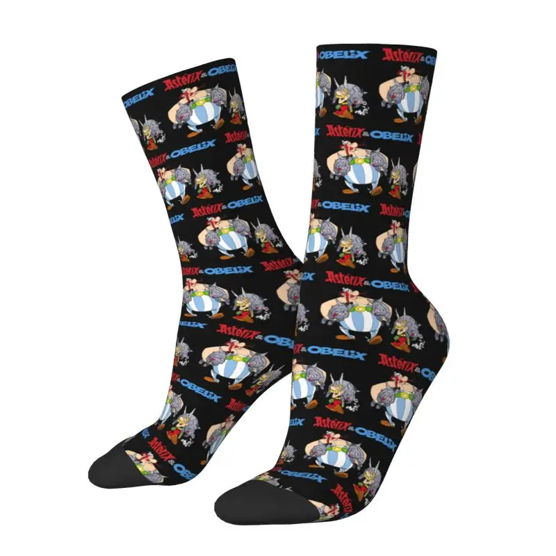 Cool Asterix And Obelix Socks Men Women Warm 3D Printing Funny Anime Cartoon Basketball Sports Socks