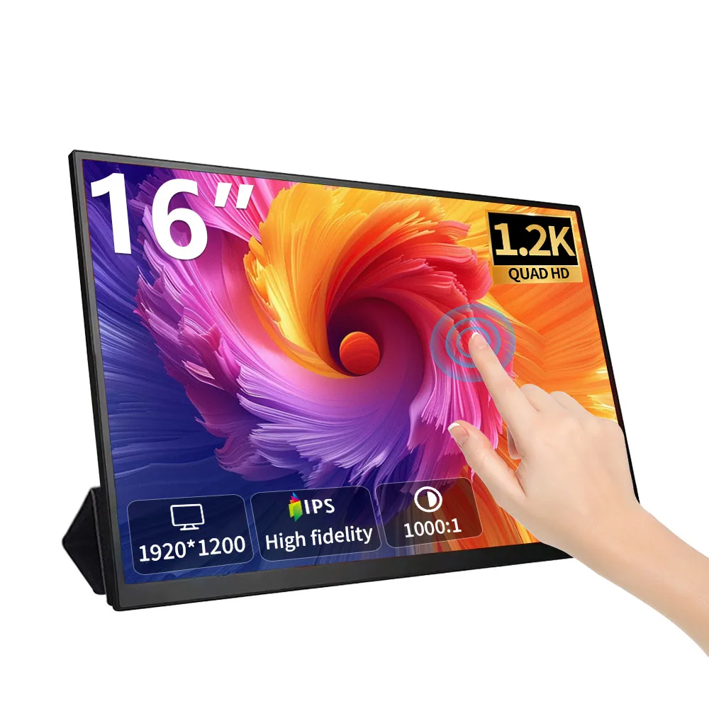 16-inch 1.2K portable display, 100% touchscreen, sRGB, HDMI, USB-C laptop monitor, compatible with Windows and Mac OS PS4/5 Xbox