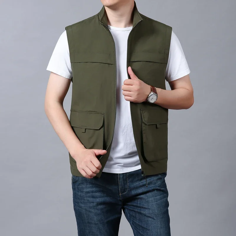 Sleeveless Jacket Fishing Vests Professional Mountaineering Man Sports Vest Tactical Men Hunting Multi-pocket Men's Leather Work