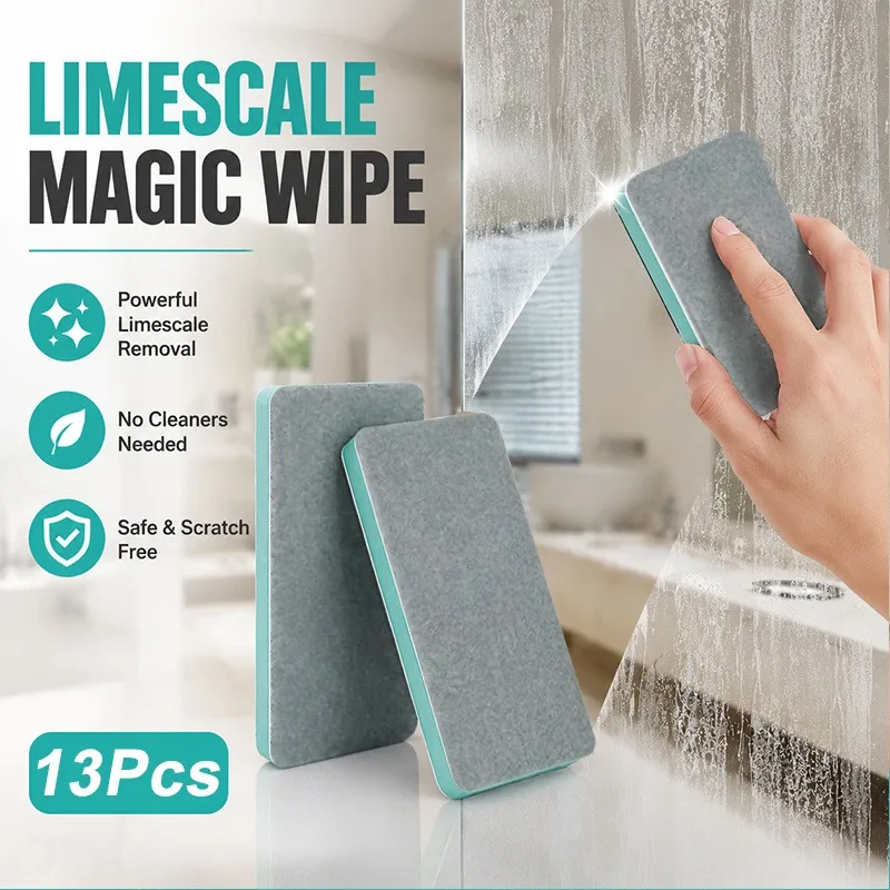 13pcs Multi-Functional Glass Cleaning Brush Set for Home Use - Limescale Water Stain & Mark Remover