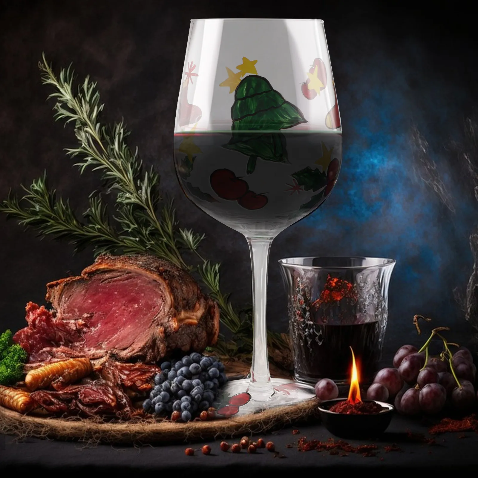 Hand-Painted Christmas Wine Goblet, Reusable Cocktail Glass for New Year, Birthday & Anniversary Decor