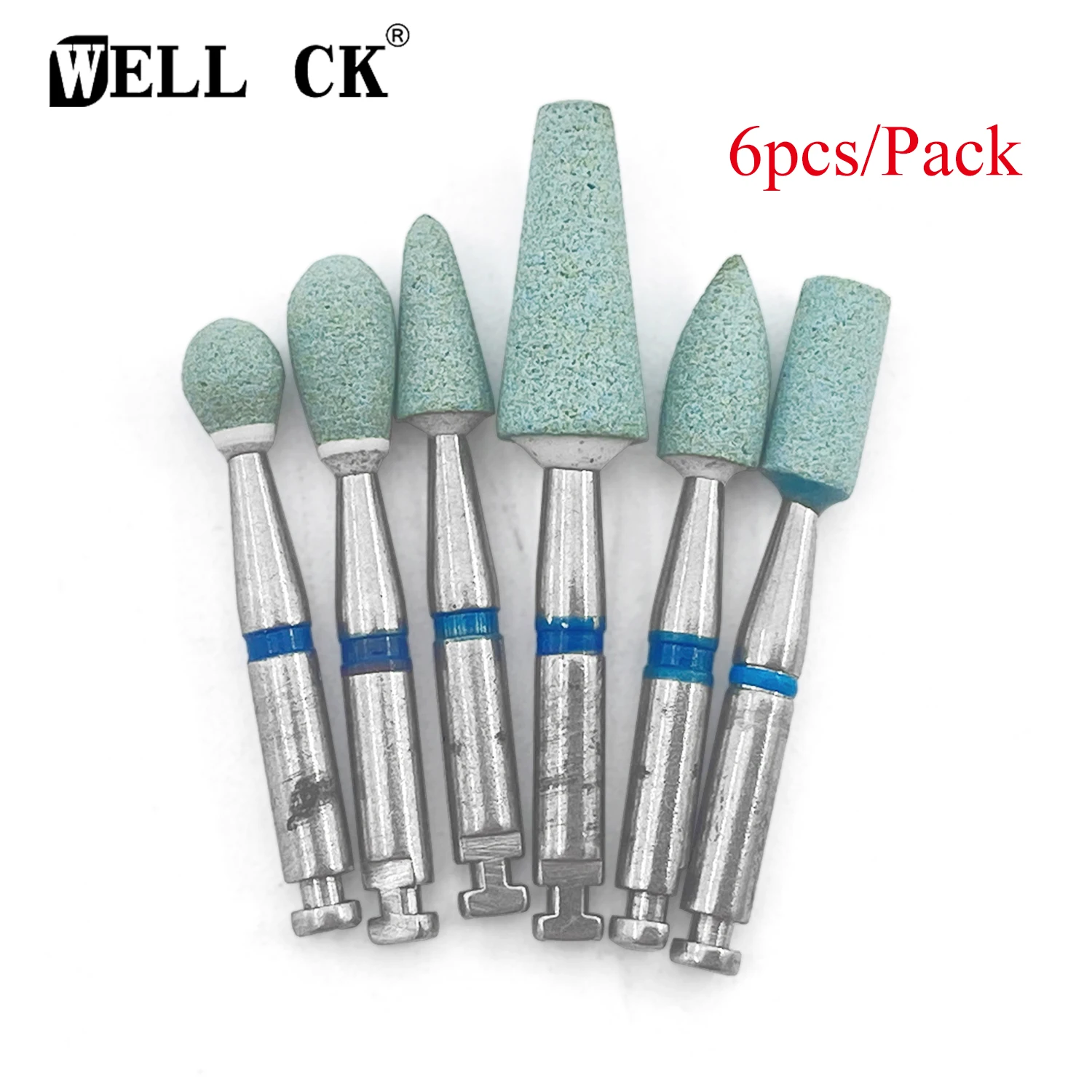 WELLCK 6pcs Dental Ceramic Diamond Grinder Polish RA 2.35mm Coarse Rapid Grinding Polishing