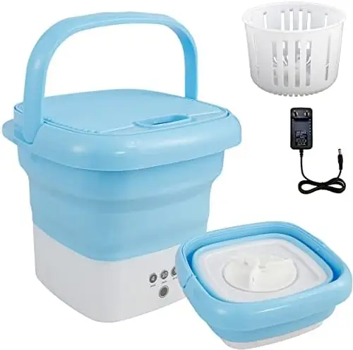 Washing Machine Portable, Mini Foldable Washer and Spin Dryer Small Foldable Bucket Washer for Camping, R0V, Travel, Small Space