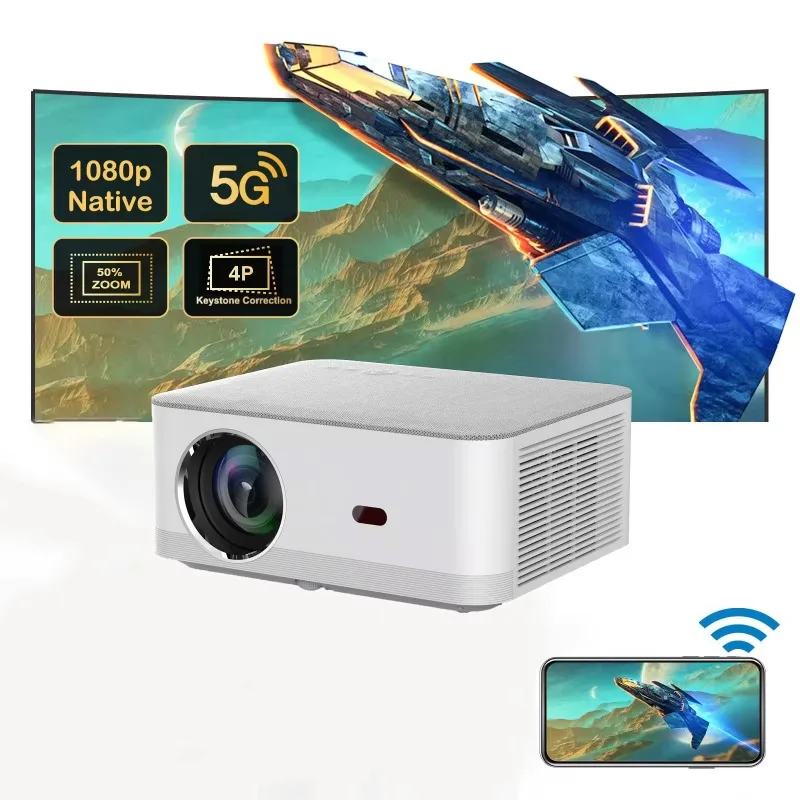 LED LCD Projector 450 ANSI Lumens 4K Android 9 Smart Wireless WiFi HIFI Stereo Portable Pocketable Large Scene Cinema