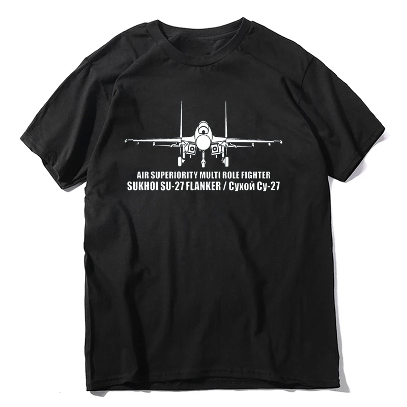 Sukhoi SU 27 Flanker Air Superiority Multi Role Fighter Men  Short Sleeve Casual Cotton O-Neck Summer