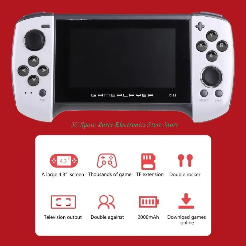 Console gioco portatile SZ X18Plus Schermo da 4,3 pollici Doppio joystick Supporto per giochi classici a 64 bit per il