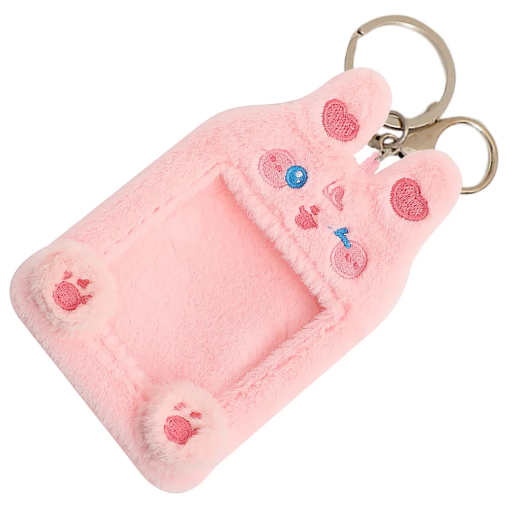 Plush Animal Card Holder Keychain Visible for Men Cartoon Cards Cover Postcards Id Student