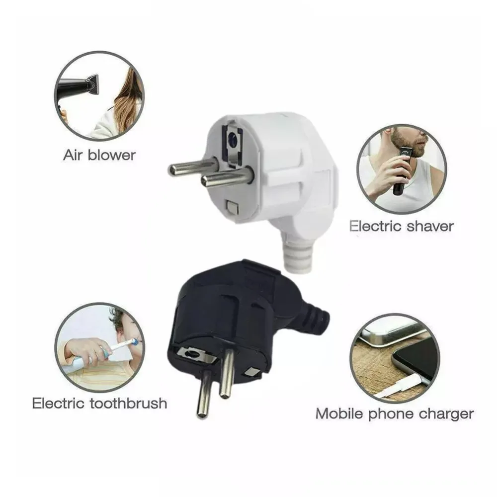 New PP Shell Euro Plug 16A/250V Copper Joint Detachable Plug 3500W 2 Colors Connecting Plug Home