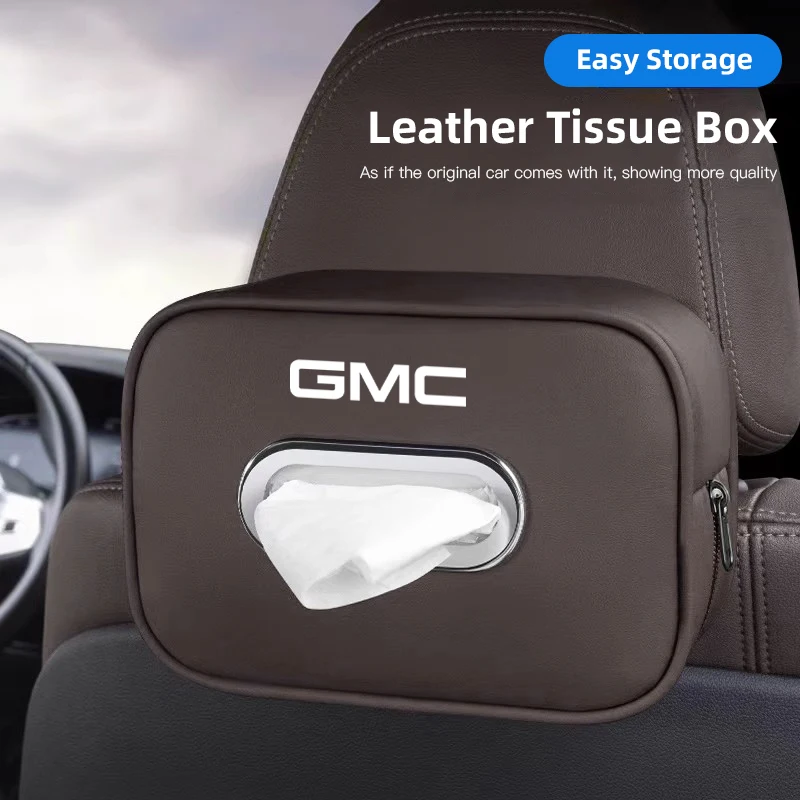 

Автомобильная кожаная коробка для салфеток GMC, аксессуары для салона автомобиля, сумка для хранения салфеток Terrain Sierra 1500 Yukon Acadia Savana Hummer Jimmy