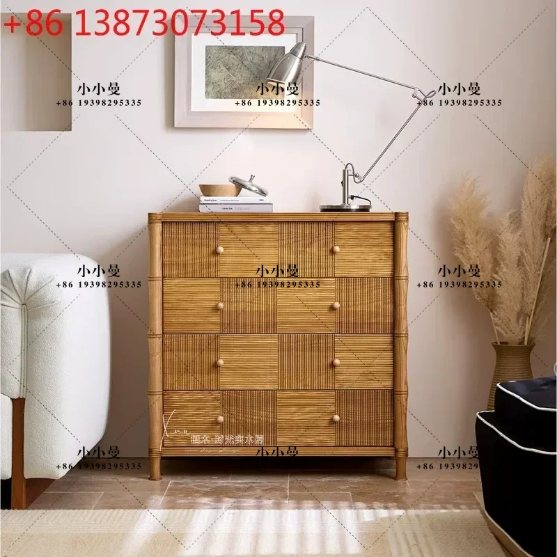 French retro solid wood living room home medium and ancient style high-end multi-functional storage cabinet