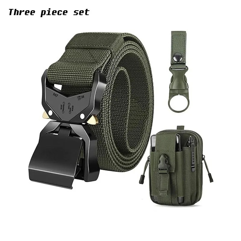 

‌Tactical Belt 3-Piece Set for Men - Military Nylon Web Belt with Quick Release Buckle, Outdoor Hiking Survival Gear, Adjustable