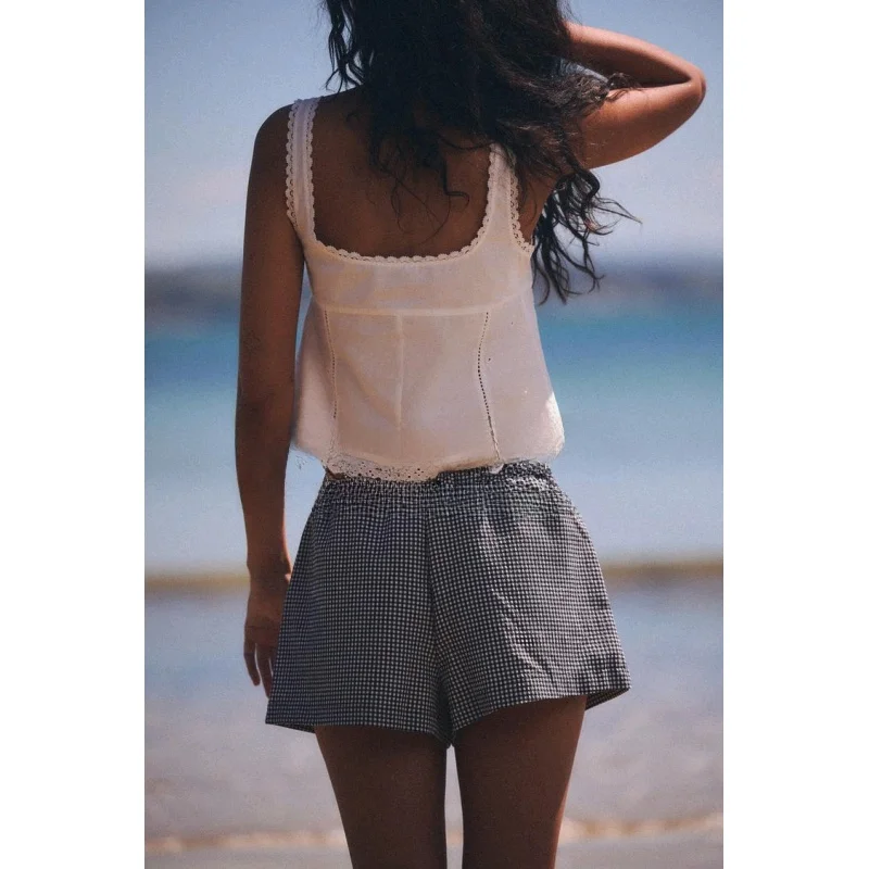 Primavera Nuovo Dolce Versatile Vacanza Sle Colletto con volant Gilet Nodo Ricamo Top Donna Faion Commute Sle ort...