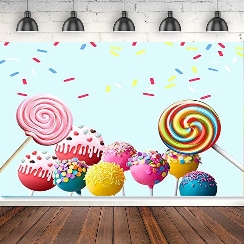 

Photography Backdrop Colorful Lollipops Candy Background Children Birthday Party Decoration Supplies For Photo Studio Props